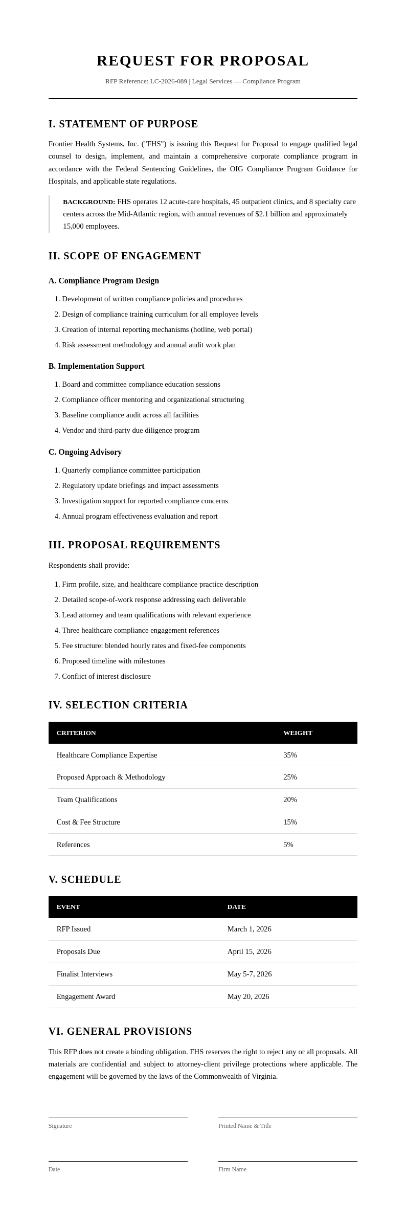 Plain Language Request for Proposal